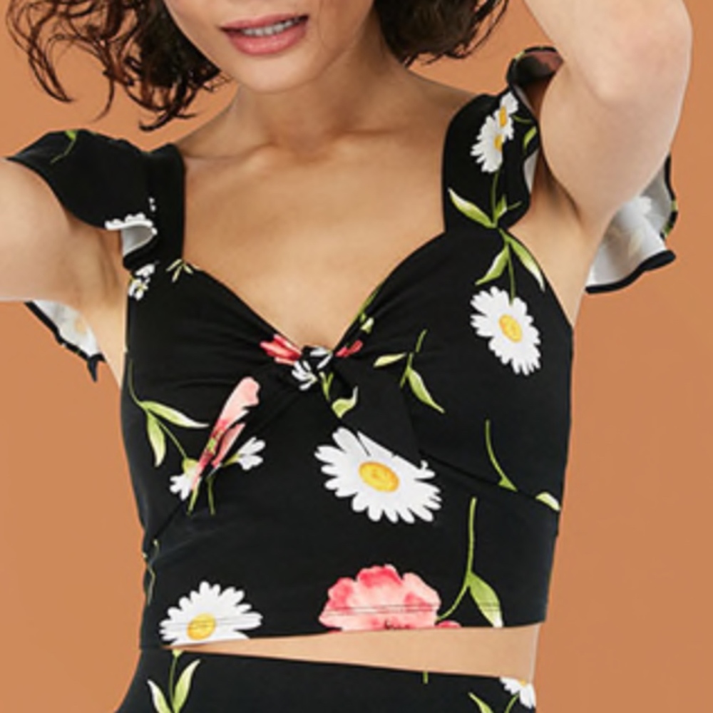 Floral Print Skater Skirt & Crop Top